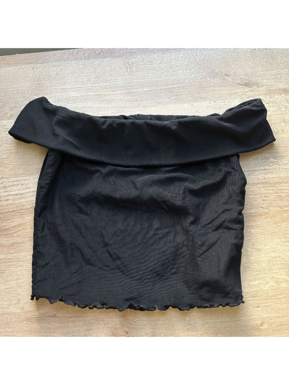 MOTEL Rocks Black Mesh Off The Shoulder Crop Top Women's Size X-Small XS